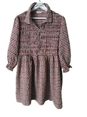 Day + Moon Gingham Smocked Babydoll Dress Size M